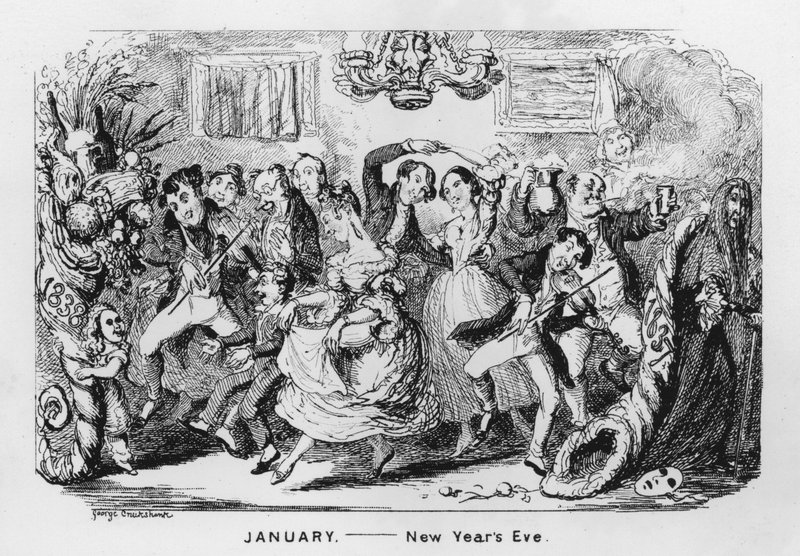 januar, nyttårsaften (gravering) av George Cruikshank