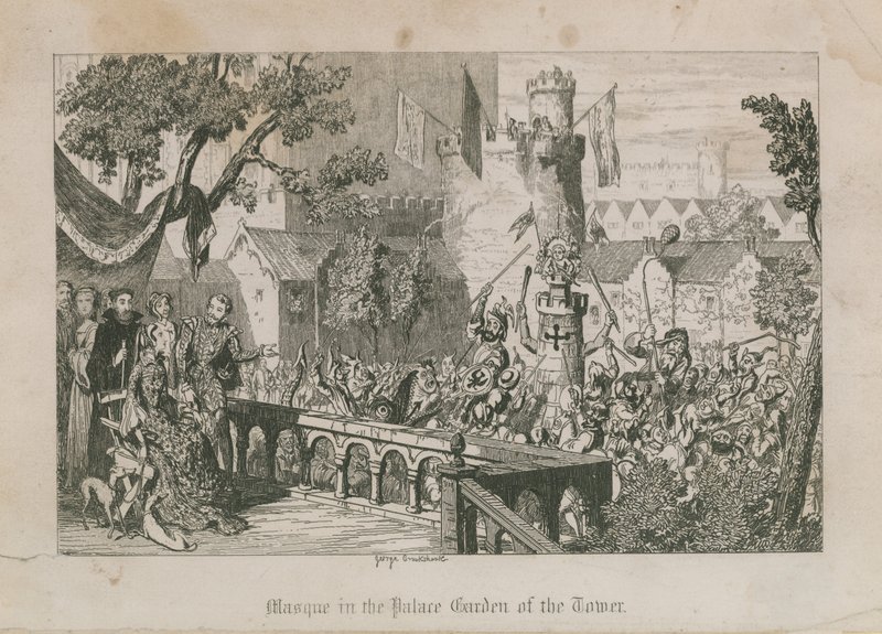 Masque i Palace Garden of the Tower av George Cruikshank