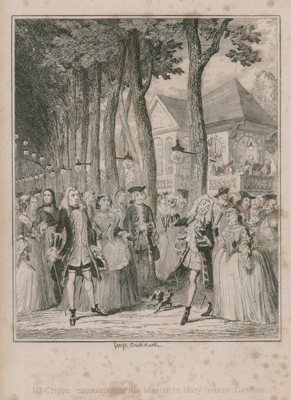 Mr Cripps møter sin Mater i Mary-le-bone Gardens av George Cruikshank