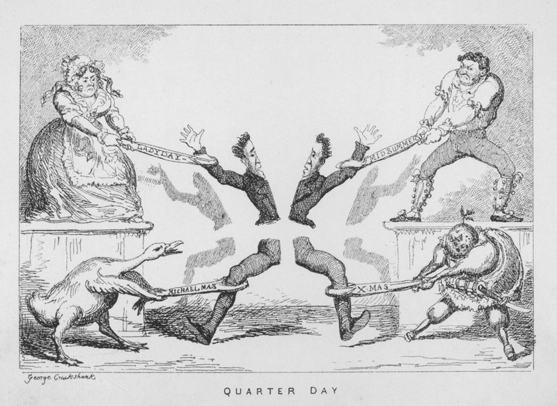 Kvartdag, Ladyday, Midtsommer, Michaelmas, Xmas av George Cruikshank