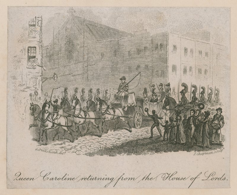 Dronning Caroline kommer tilbake fra House of Lords av George Cruikshank