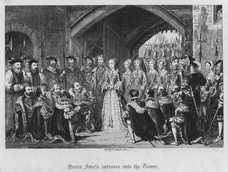 Dronning Janes inngang til tårnet (gravering) av George Cruikshank