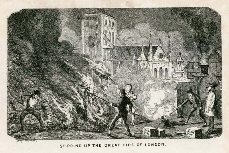 Rakker opp den store brannen i London av George Cruikshank
