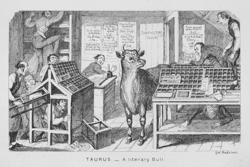 Taurus, en litterær okse (gravering) av George Cruikshank