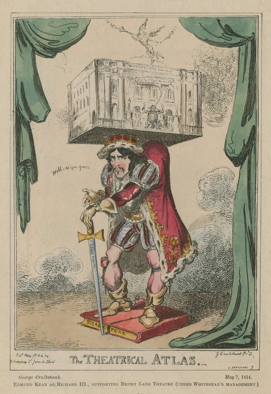 Theatrical Atlas: Edmund Kean som Richard III av George Cruikshank