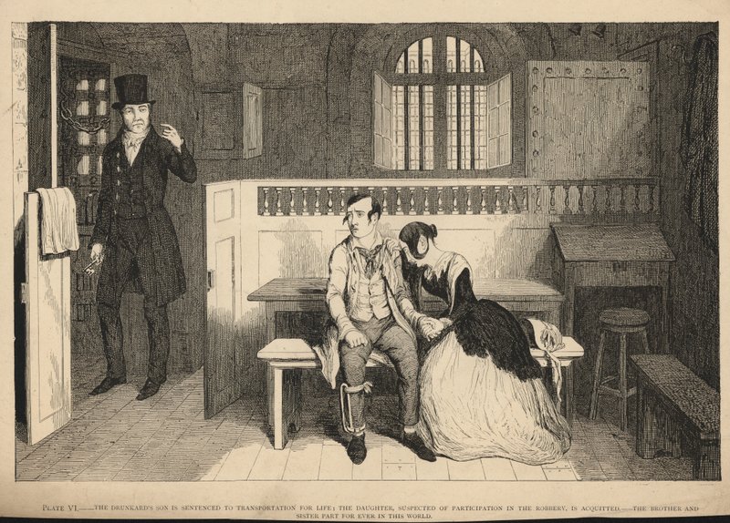 Sønnen til beruset er dømt til transport på livstid av George Cruikshank