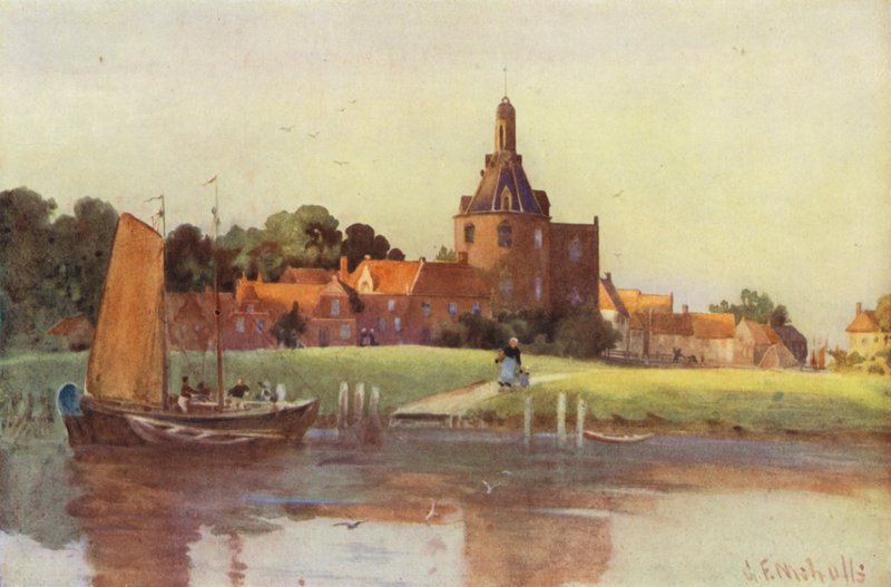 En utsikt i byen Enkhuizen av George Franck Nicholls