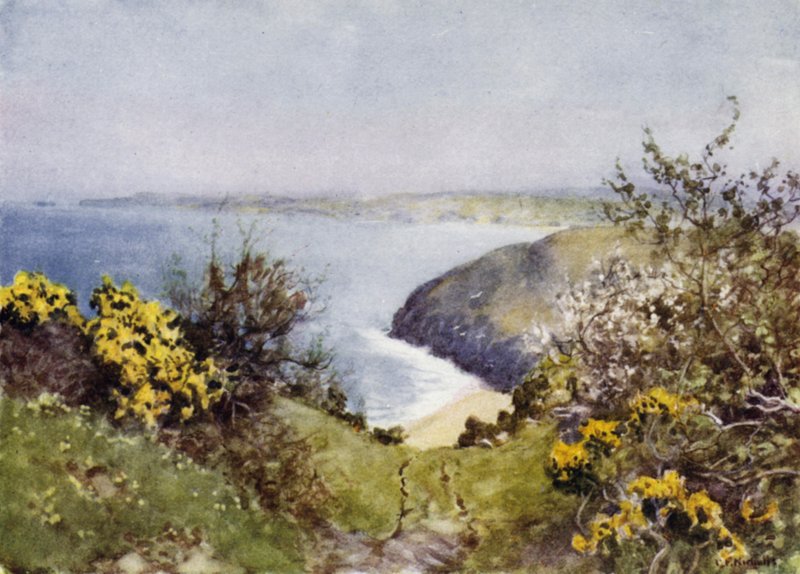 Carbis Bay (farge litho) av George Franck Nicholls