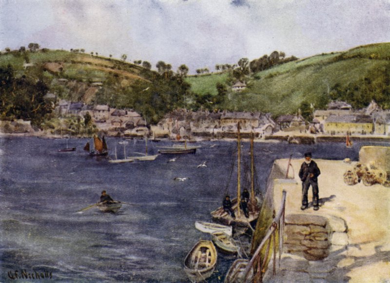 Flushing, fra Falmouth (farge litho) av George Franck Nicholls