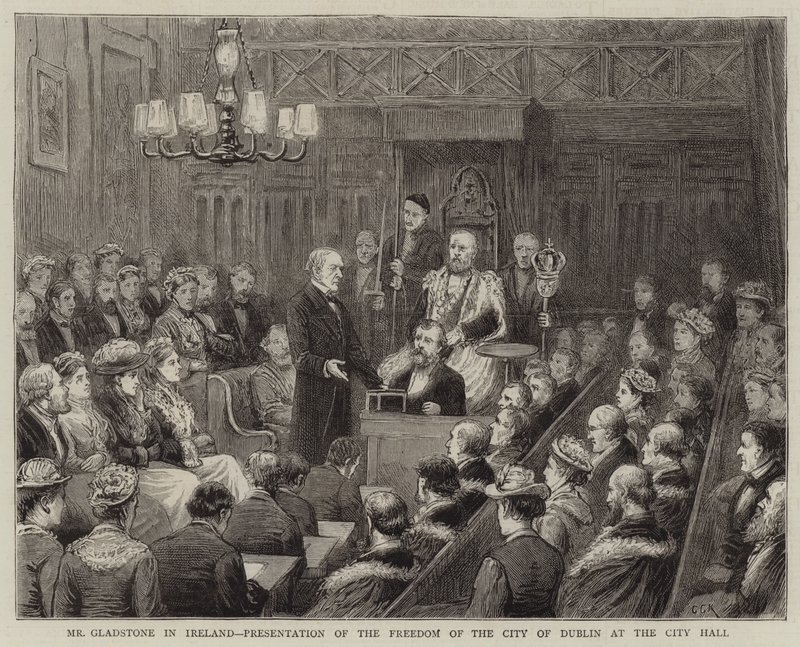 Mr Gladstone i Irland, Presentasjon av Freedom of the City of Dublin i rådhuset av George Goodwin Kilburne
