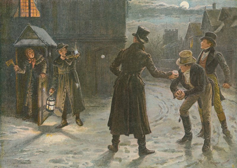Snowballing the Watchmen: A Christmas Frolic in the Tom and Jerry Times av George Goodwin Kilburne