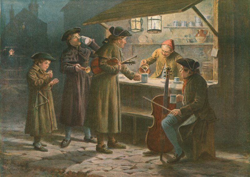 Julen venter forfriskende i en nattbod av George Goodwin Kilburne