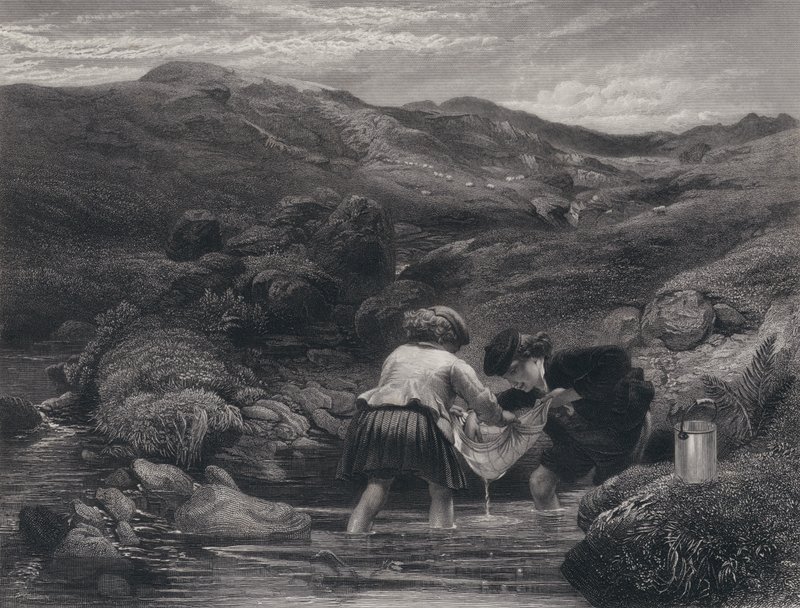 Illustrasjon for Auld Lang Syne av Robert Burns (gravering) av George Harvey
