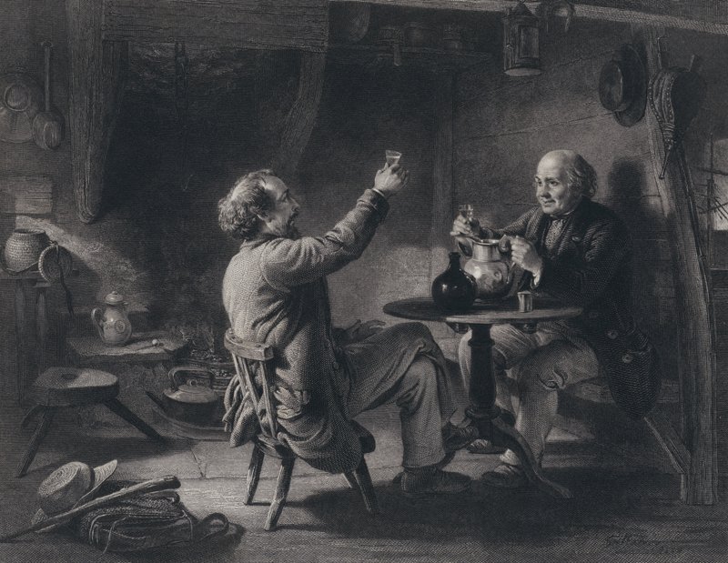 Illustrasjon for Auld Lang Syne av Robert Burns (gravering) av George Harvey