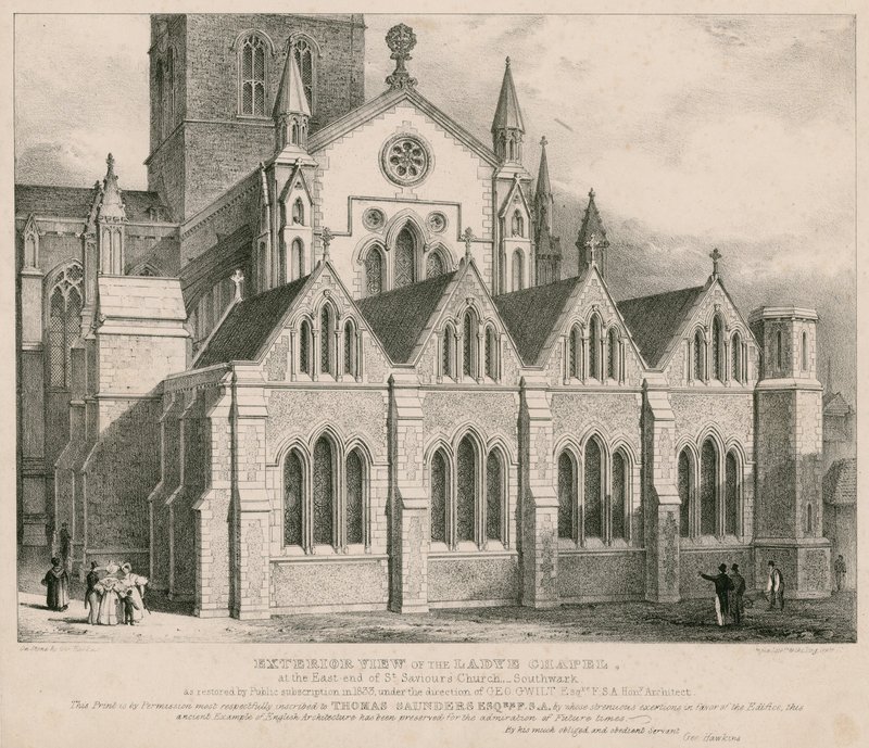 Utvendig utsikt over Ladye Chapel i østenden av St Saviour