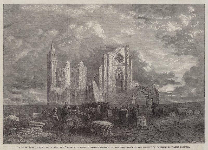 Whitby Abbey, fra kirkegården, i utstillingen til Society of Painters in Water Colors av George Haydock Dodgson