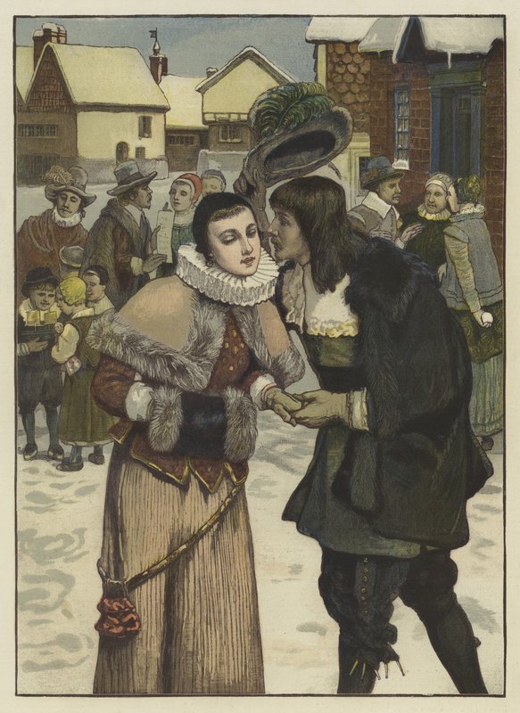 Nyttårsdag i gamle New York (farget gravering) av George Henry (after) Boughton