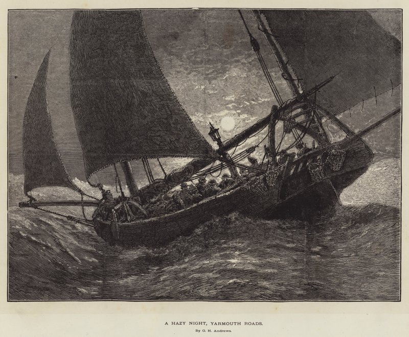 En disig natt, Yarmouth Roads av George Henry Andrews