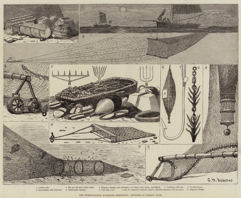 Den internasjonale fiskeriutstillingen, fiskeredskaper av George Henry Andrews