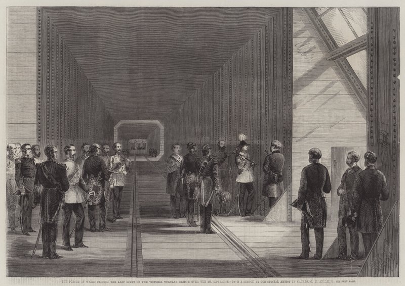 Prinsen av Wales stenger den siste nitten til Victoria Tubular Bridge over St Lawrence av George Henry Andrews