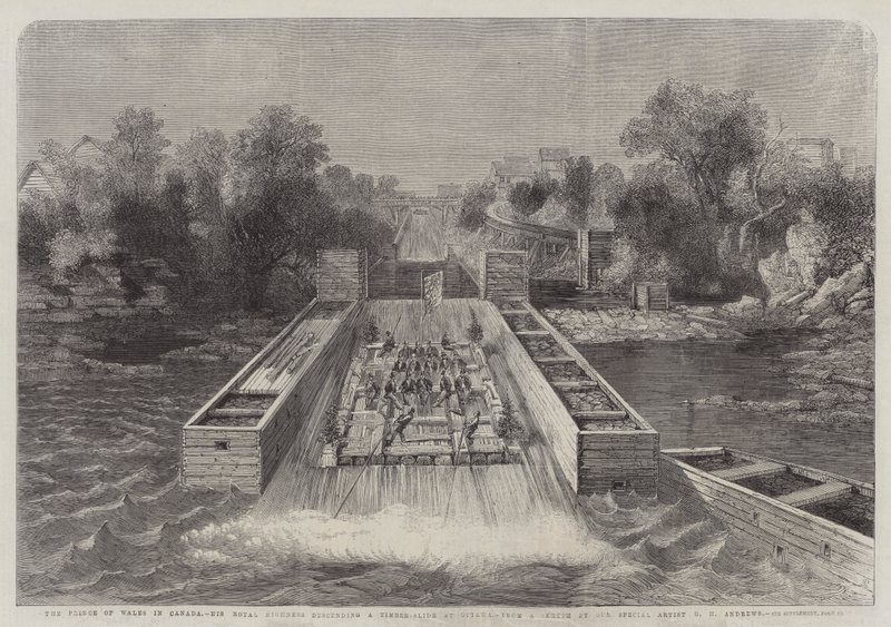 Prinsen av Wales i Canada, Hans Kongelige Høyhet stiger ned på en timer-slide i Ottawa av George Henry Andrews
