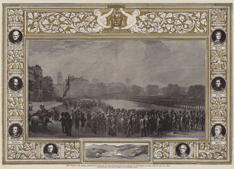 Hennes Majestet Dronningen deler ut medaljer til heltene fra Krim på Horse Guards Parade, 21. mai 1855 av George Housman Thomas