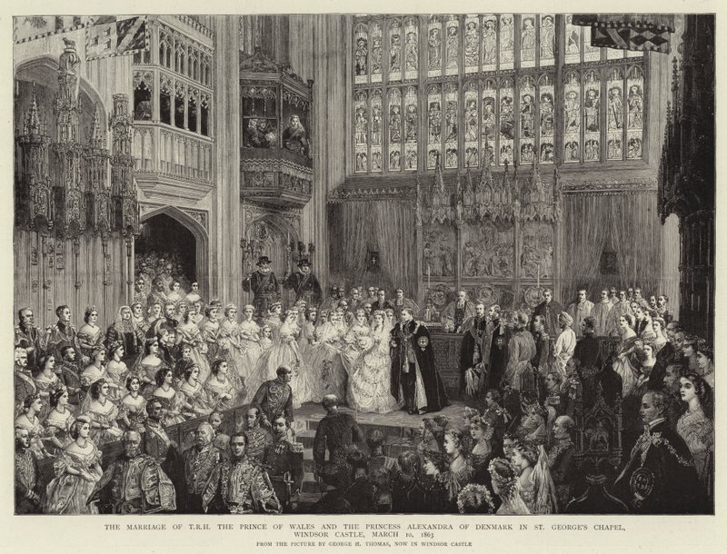 Ekteskapet til T R H Prinsen av Wales og prinsesse Alexandra av Danmark i St George