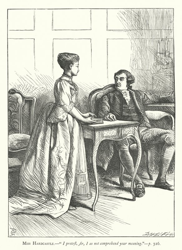 Illustrasjon for She Stoops To Conquer (gravering) av George John Pinwell
