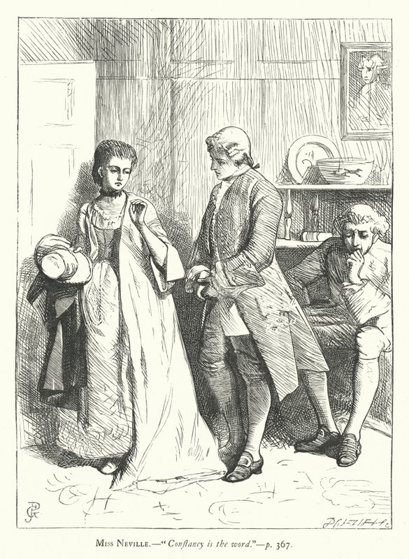 Illustrasjon for She Stoops To Conquer (gravering) av George John Pinwell