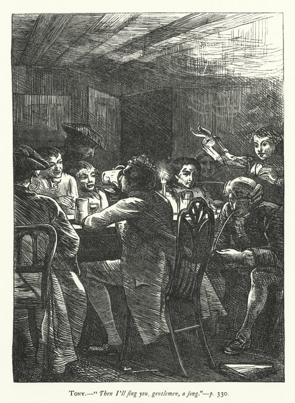 Illustrasjon for She Stoops To Conquer (gravering) av George John Pinwell