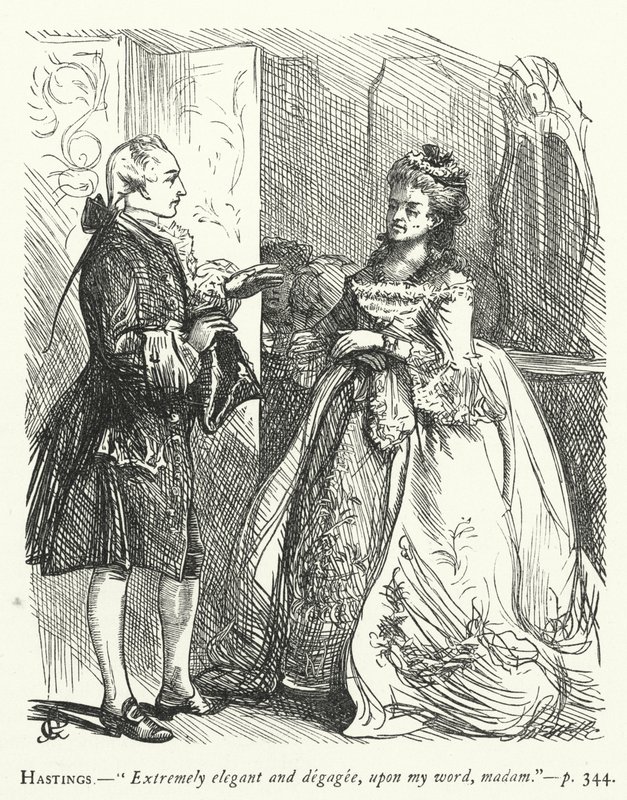 Illustrasjon for She Stoops To Conquer (gravering) av George John Pinwell