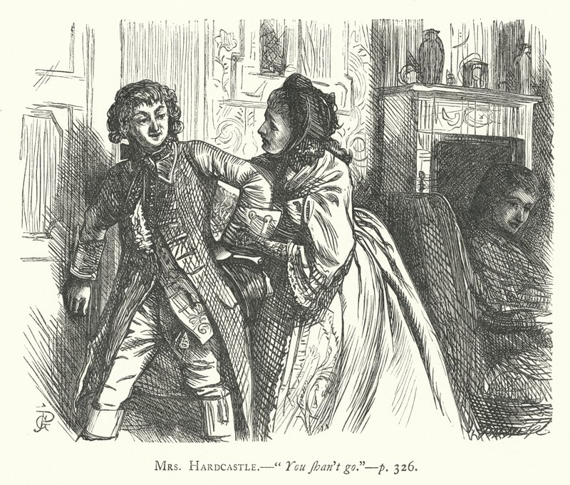 Illustrasjon for She Stoops To Conquer (gravering) av George John Pinwell