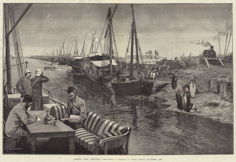 Sender hjem julehilsener, en skisse på Wady Halfa, november 1884 av George L. Seymour