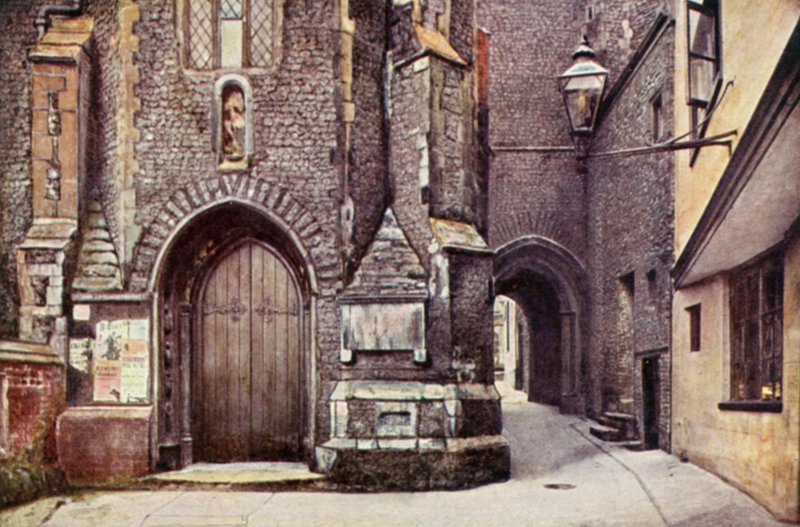 St John Maddermarket Church Alley (farge litho) av George Parsons Norman