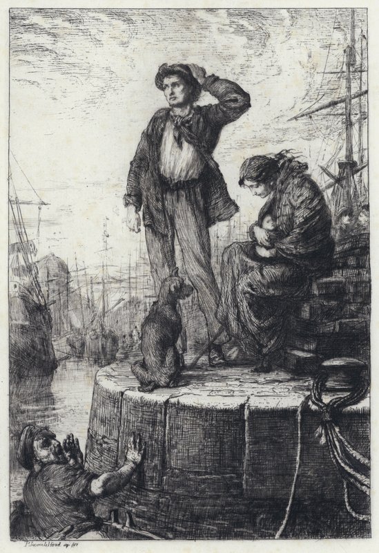 Emigranter ved Liverpool (etsing) av George Percy Jacomb Hood