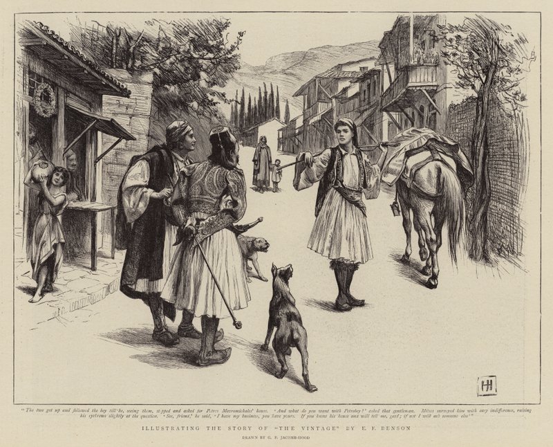Illustrerer historien om The Vintage av E F Benson av George Percy Jacomb Hood