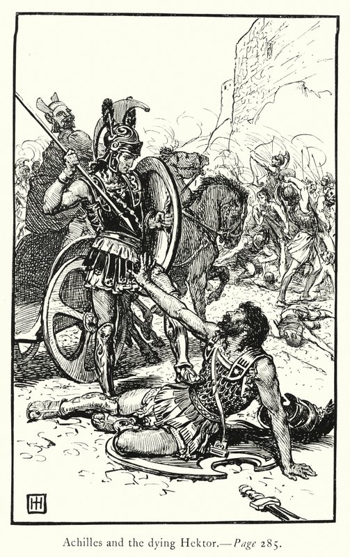 Iliaden: Akilles og den døende Hektor (gravering) av George Percy Jacomb Hood