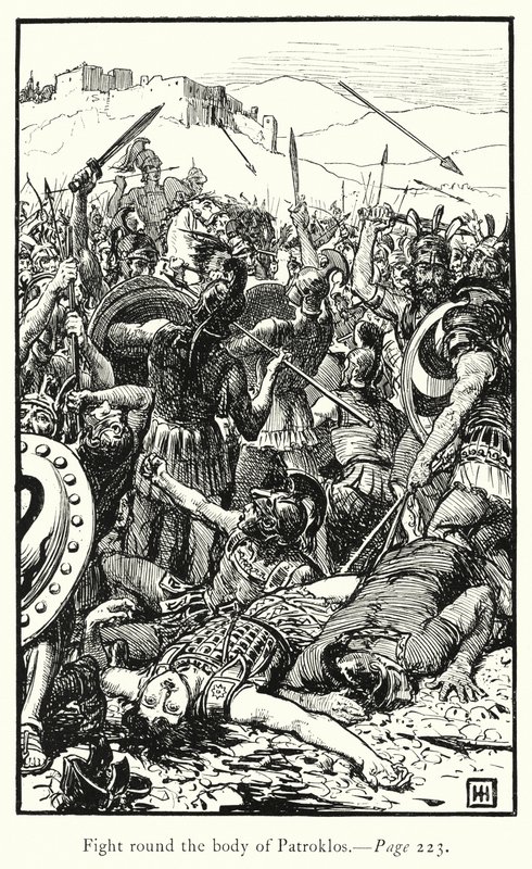 Iliaden: Kjemp rundt kroppen til Patroklos (gravering) av George Percy Jacomb Hood
