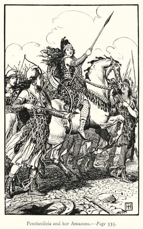 Iliaden: Penthesileia and her Amazons (gravering) av George Percy Jacomb Hood