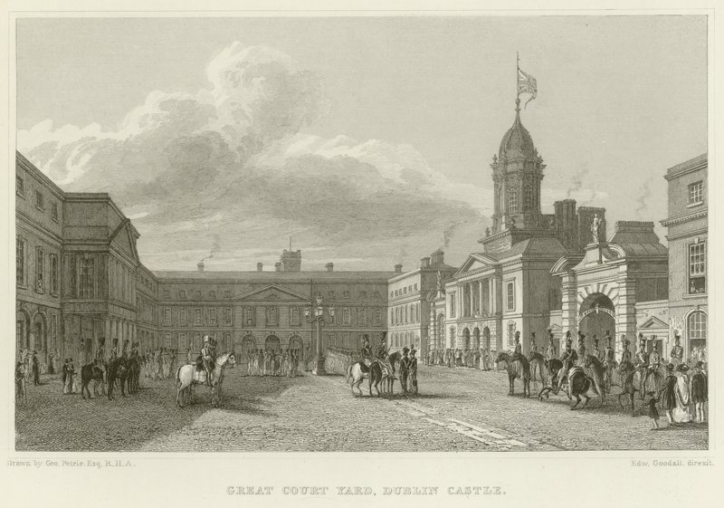 Great Court Yard ved Dublin Castle av George Petrie