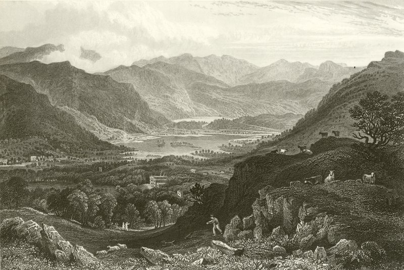 Rydal Water and Grassmere, fra Rydal Park, Westmorland av George Pickering