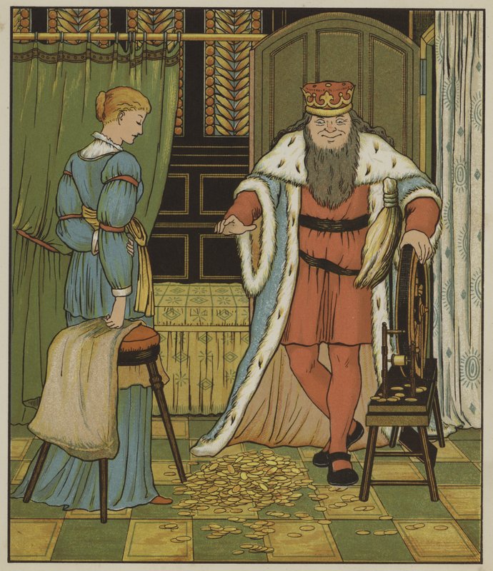 Illustrasjon for Rumpelstiltskin av Brødrene Grimm av George R. Halkett