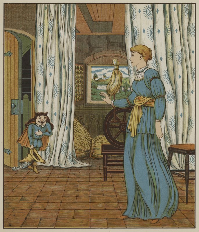 Illustrasjon for Rumpelstiltskin av Brødrene Grimm av George R. Halkett