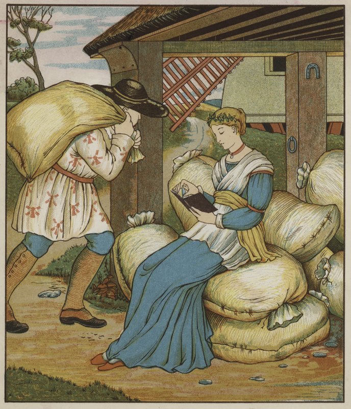 Illustrasjon for Rumpelstiltskin av Brødrene Grimm av George R. Halkett