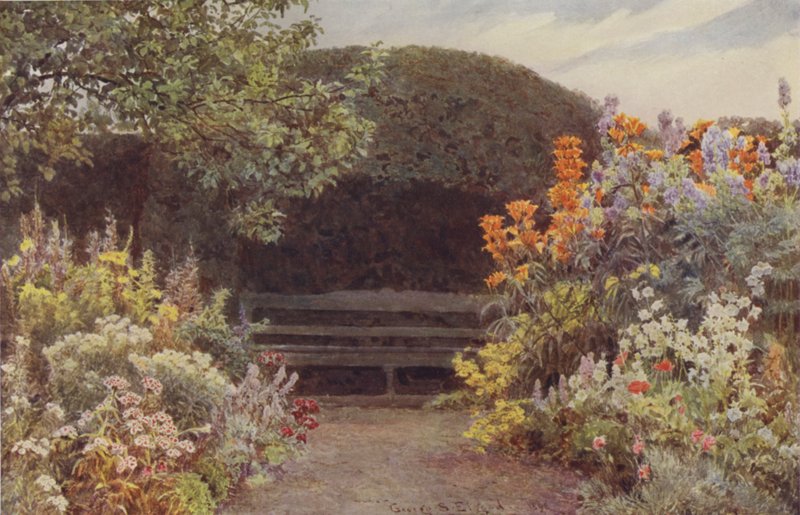 Ramscliffe, Orange Lilies og Monkshood av George Samuel Elgood
