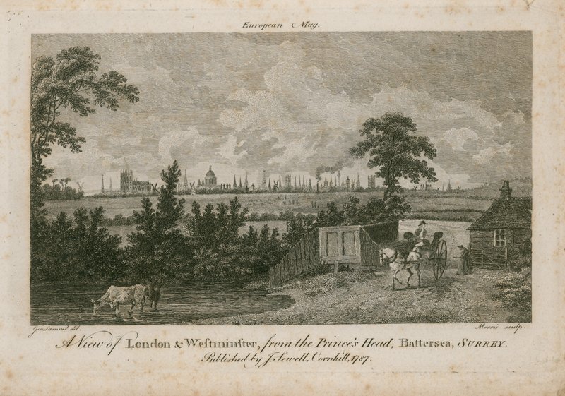 Utsikt over London og Westminster, fra Princes Head, Battersea, Surrey av George Samuel Elgood