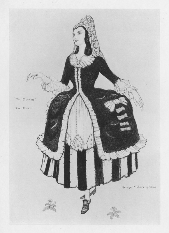 Illustrasjon for The Duenna av Sheridan (farge litho) av George Sheringham