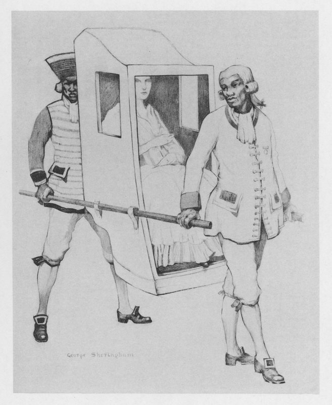 Illustrasjon for The Duenna av Sheridan (farge litho) av George Sheringham