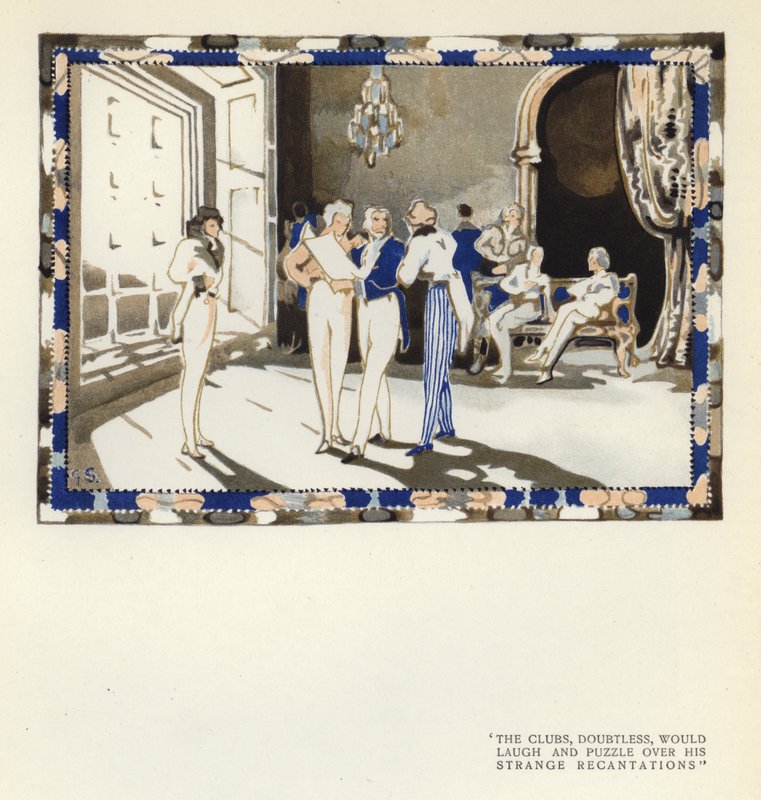 Illustrasjon for The Happy Hypocrite av Max Beerbohm (farge litho) av George Sheringham