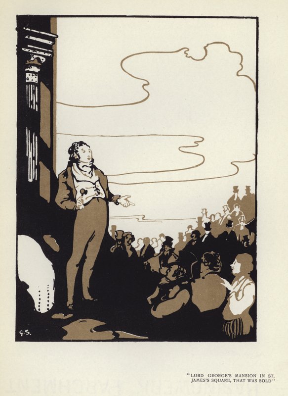 Illustrasjon for The Happy Hypocrite av Max Beerbohm (farge litho) av George Sheringham